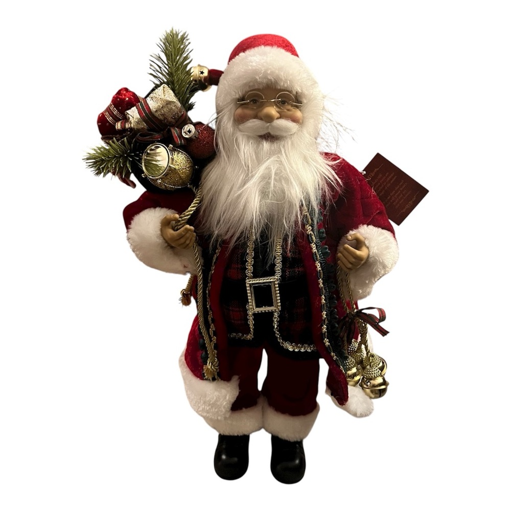 Santa Claus 18” Decoration Delivering Gifts Holding Bells Windy Hill NEW!